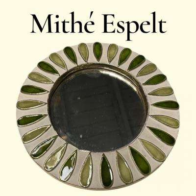 Mithe Espelt 1970s Studio pottery ceramic wall mirror by Mith Espelt