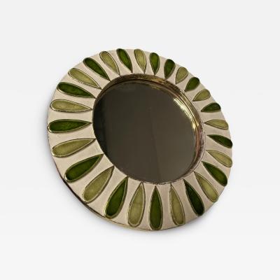 Mithe Espelt 1970s Studio pottery ceramic wall mirror by Mith Espelt