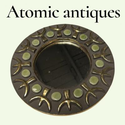 Mithe Espelt 1970s Studio pottery ceramic wall mirror by Mith Espelt