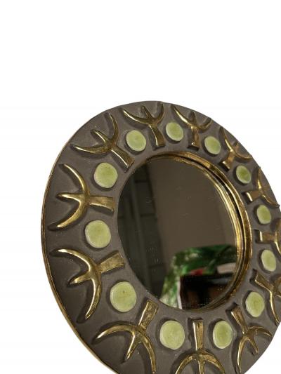 Mithe Espelt 1970s Studio pottery ceramic wall mirror by Mith Espelt