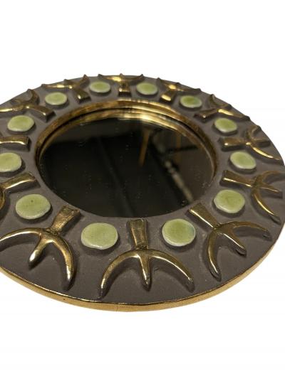 Mithe Espelt 1970s Studio pottery ceramic wall mirror by Mith Espelt