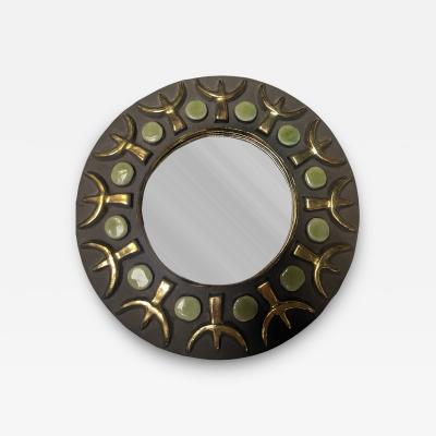 Mithe Espelt 1970s Studio pottery ceramic wall mirror by Mith Espelt