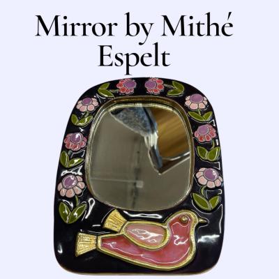 Mithe Espelt 1970s Studio pottery ceramic wall mirror by Mith Espelt