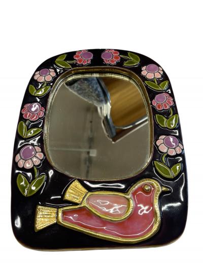 Mithe Espelt 1970s Studio pottery ceramic wall mirror by Mith Espelt