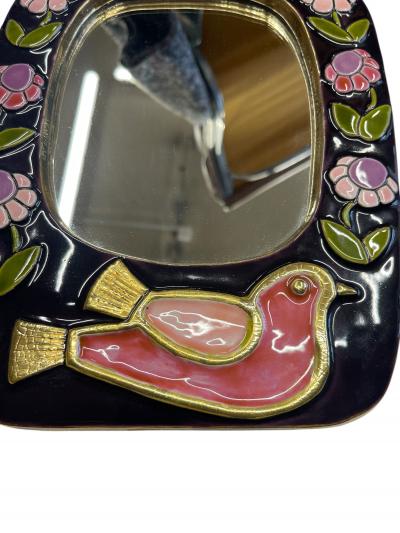 Mithe Espelt 1970s Studio pottery ceramic wall mirror by Mith Espelt