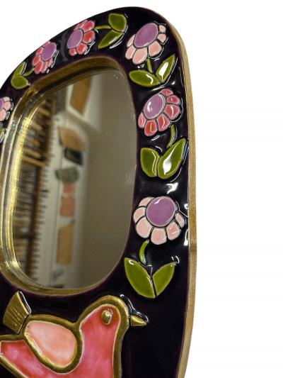 Mithe Espelt 1970s Studio pottery ceramic wall mirror by Mith Espelt