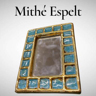 Mithe Espelt 1970s Studio pottery ceramic wall mirror by Mith Espelt