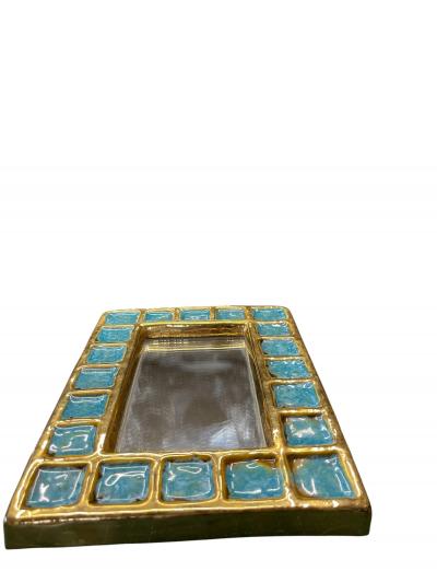 Mithe Espelt 1970s Studio pottery ceramic wall mirror by Mith Espelt