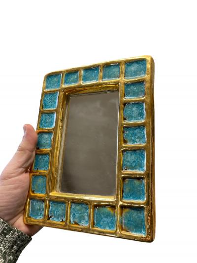 Mithe Espelt 1970s Studio pottery ceramic wall mirror by Mith Espelt