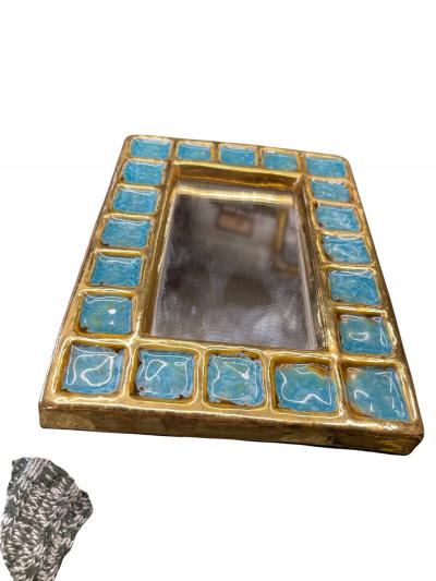 Mithe Espelt 1970s Studio pottery ceramic wall mirror by Mith Espelt