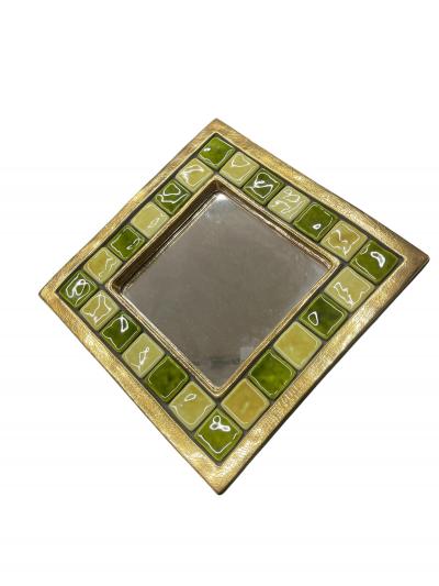 Mithe Espelt 1970s Studio pottery ceramic wall mirror by Mith Espelt