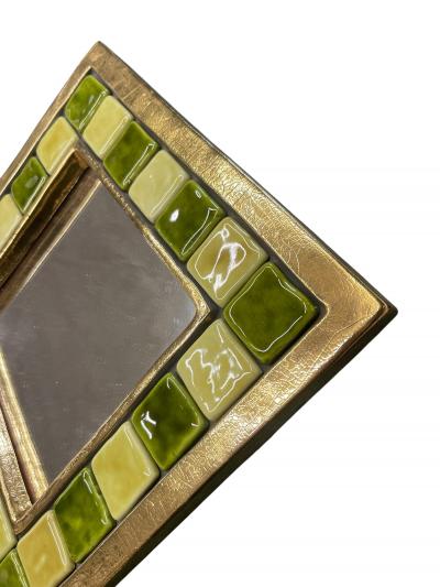 Mithe Espelt 1970s Studio pottery ceramic wall mirror by Mith Espelt