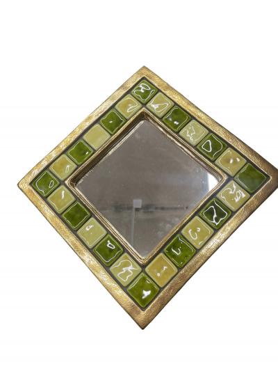 Mithe Espelt 1970s Studio pottery ceramic wall mirror by Mith Espelt