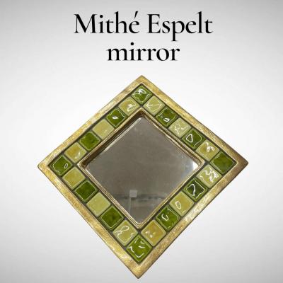 Mithe Espelt 1970s Studio pottery ceramic wall mirror by Mith Espelt
