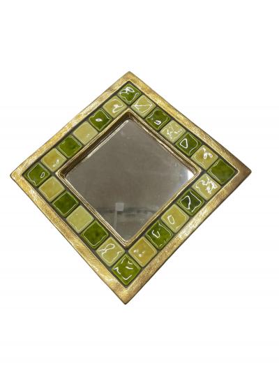 Mithe Espelt 1970s Studio pottery ceramic wall mirror by Mith Espelt