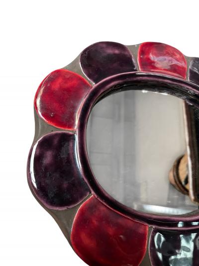 Mithe Espelt 1970s Studio pottery ceramic wall mirror by Mith Espelt