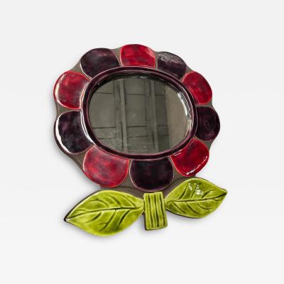 Mithe Espelt 1970s Studio pottery ceramic wall mirror by Mith Espelt