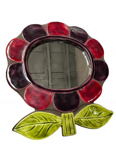 Mithe Espelt 1970s Studio pottery ceramic wall mirror by Mith Espelt