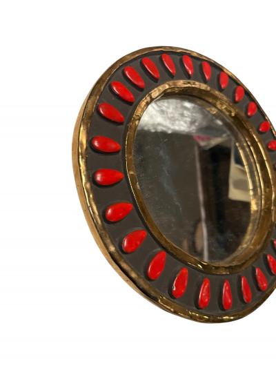 Mithe Espelt 1970s Studio pottery ceramic wall mirror by Mith Espelt