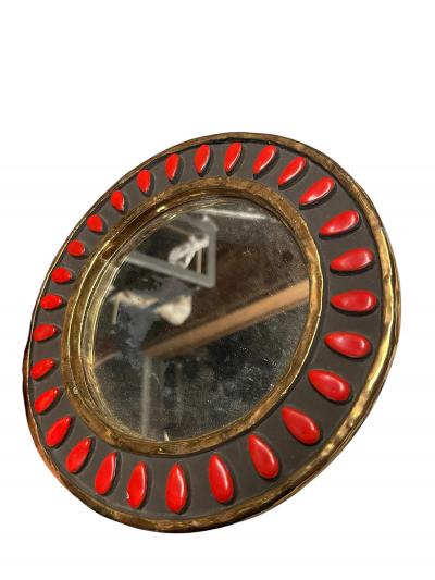 Mithe Espelt 1970s Studio pottery ceramic wall mirror by Mith Espelt