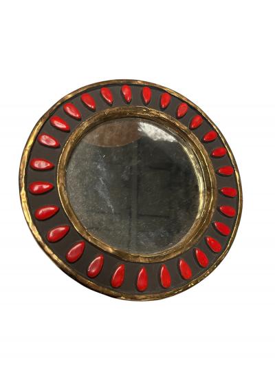 Mithe Espelt 1970s Studio pottery ceramic wall mirror by Mith Espelt