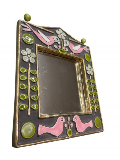 Mithe Espelt 1970s Studio pottery ceramic wall mirror by Mith Espelt