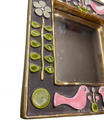 Mithe Espelt 1970s Studio pottery ceramic wall mirror by Mith Espelt