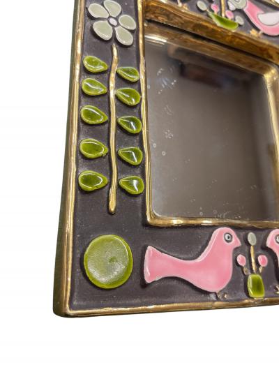 Mithe Espelt 1970s Studio pottery ceramic wall mirror by Mith Espelt