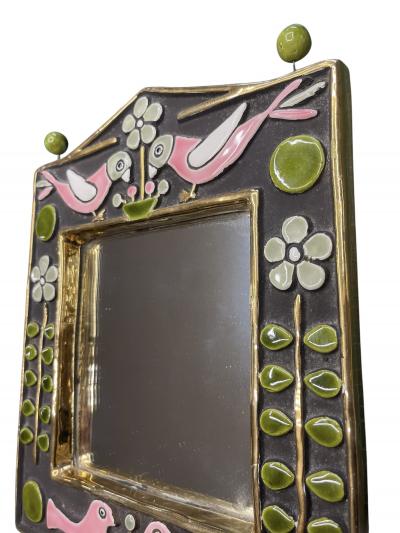 Mithe Espelt 1970s Studio pottery ceramic wall mirror by Mith Espelt