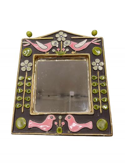 Mithe Espelt 1970s Studio pottery ceramic wall mirror by Mith Espelt