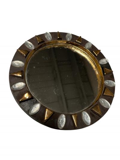 Mithe Espelt 1970s Studio pottery ceramic wall mirror by Mith Espelt