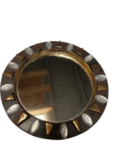 Mithe Espelt 1970s Studio pottery ceramic wall mirror by Mith Espelt