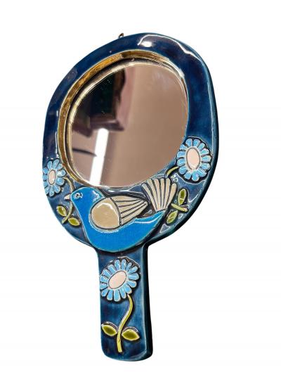 Mithe Espelt 1970s Studio pottery ceramic wall mirror by Mith Espelt