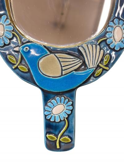 Mithe Espelt 1970s Studio pottery ceramic wall mirror by Mith Espelt
