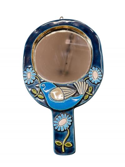 Mithe Espelt 1970s Studio pottery ceramic wall mirror by Mith Espelt