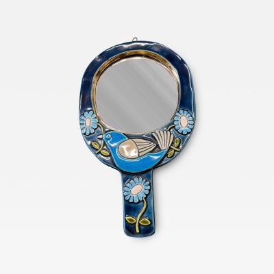 Mithe Espelt 1970s Studio pottery ceramic wall mirror by Mith Espelt