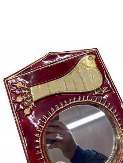 Mithe Espelt 1970s Studio pottery ceramic wall mirror by Mith Espelt