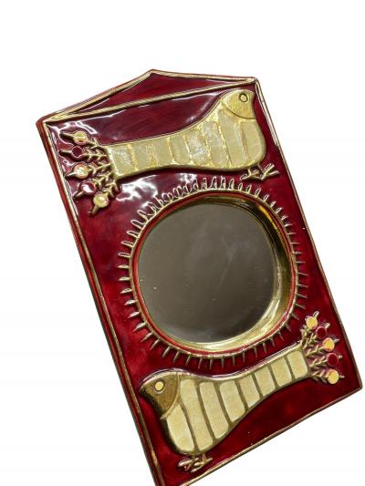 Mithe Espelt 1970s Studio pottery ceramic wall mirror by Mith Espelt