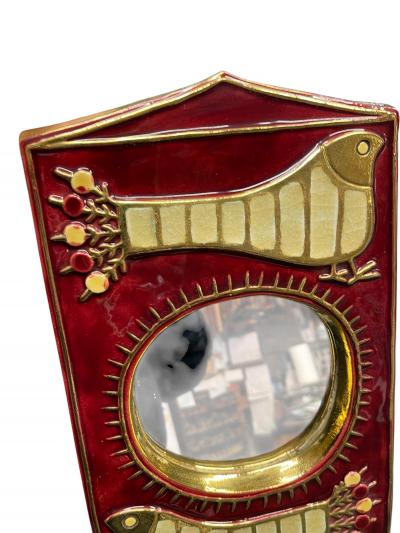 Mithe Espelt 1970s Studio pottery ceramic wall mirror by Mith Espelt