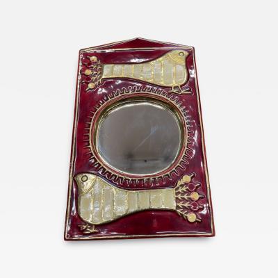 Mithe Espelt 1970s Studio pottery ceramic wall mirror by Mith Espelt