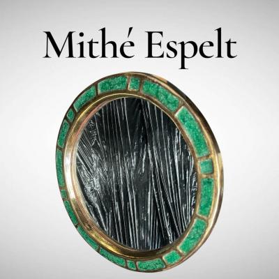 Mithe Espelt 1970s Studio pottery ceramic wall mirror by Mith Espelt