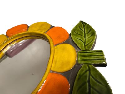 Mithe Espelt 1970s Studio pottery ceramic wall mirror by Mith Espet