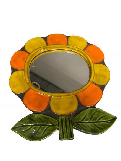 Mithe Espelt 1970s Studio pottery ceramic wall mirror by Mith Espet