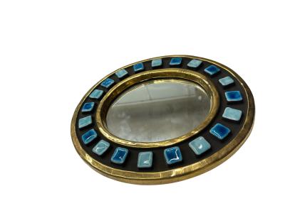 Mithe Espelt 1970s Studio pottery ceramic wall mirror by Mithe Espelt