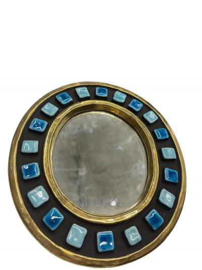 Mithe Espelt 1970s Studio pottery ceramic wall mirror by Mithe Espelt