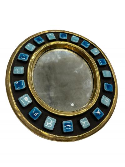 Mithe Espelt 1970s Studio pottery ceramic wall mirror by Mithe Espelt
