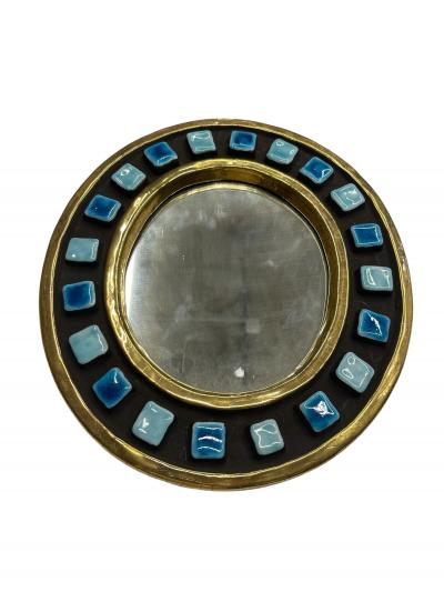 Mithe Espelt 1970s Studio pottery ceramic wall mirror by Mithe Espelt