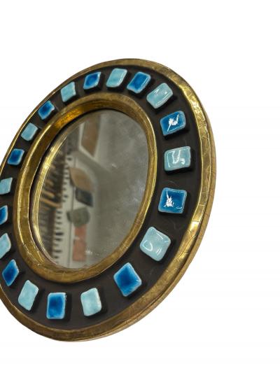 Mithe Espelt 1970s Studio pottery ceramic wall mirror by Mithe Espelt