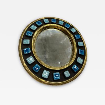 Mithe Espelt 1970s Studio pottery ceramic wall mirror by Mithe Espelt