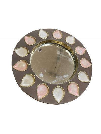 Mithe Espelt 1970s Studio pottery ceramic wall mirror by Mithe Espelt